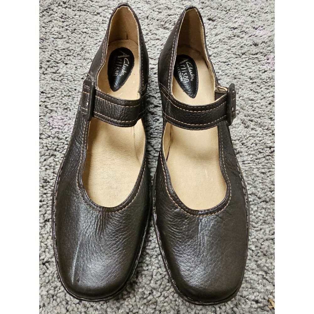 Clarks Artisan Brown Leather Mary Jane Buckle Pumps Shoes 72026 Womens 9.5 M